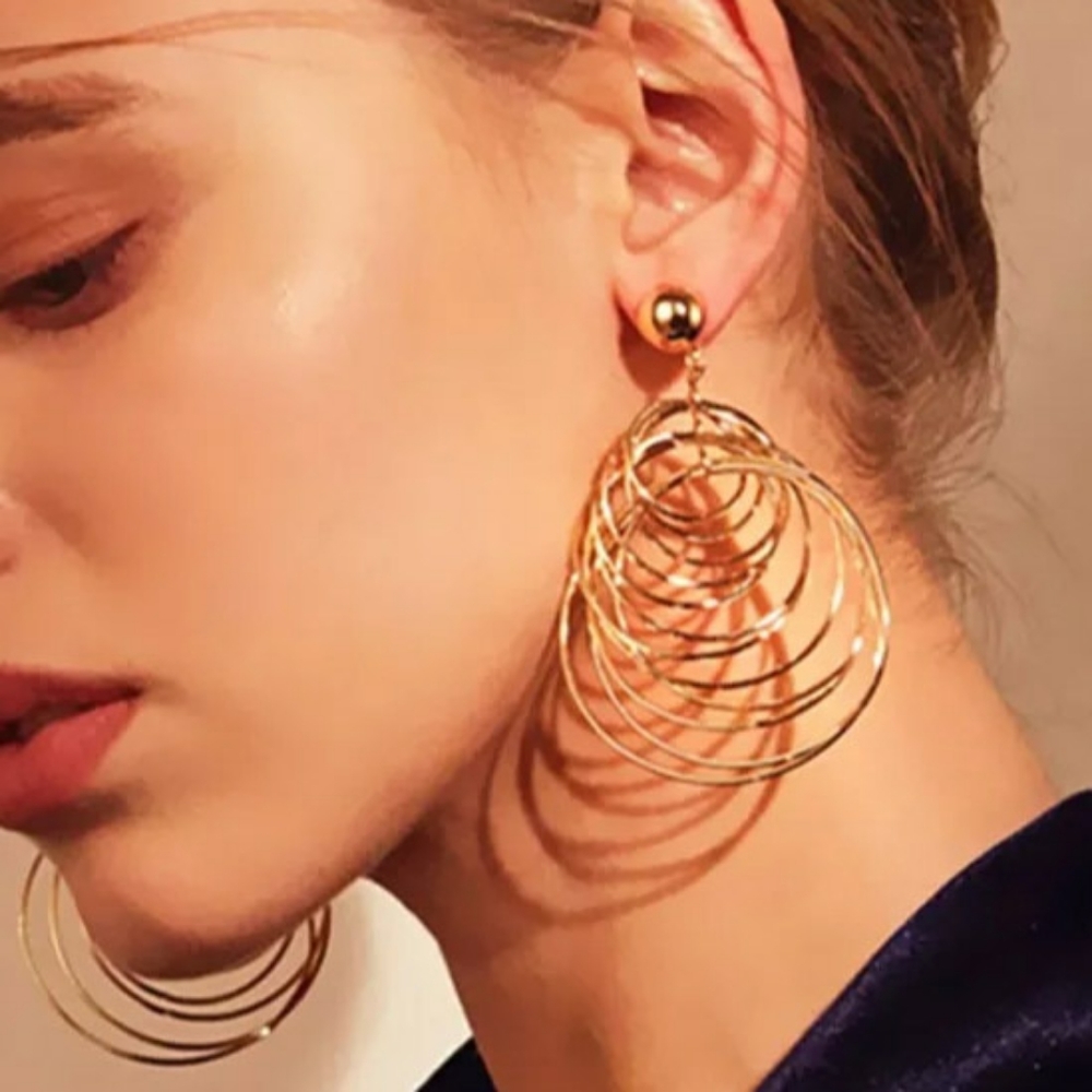 4x💗Big Round Layered Drop Earings